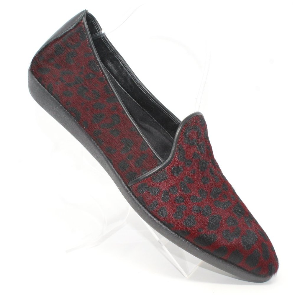 The Flexx Vera Pelle 9.5M Dark Red Black Animal Print Leather Almond Toe Flats - Picture 1 of 10